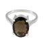 Smoky Quartz Solitaire Egyptian 92.5 Silver Brown Gemstone Featherlight Boho Ring Jewelry