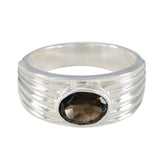 Smoky Quartz Solitaire Russian Silver Brown Gemstones Eye catching propsel Ring Jewellery