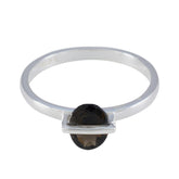 Smoky Quartz Solitaire Korean 92.5 Silver Brown Gems Delicate Sophisticated Ring Jewelry