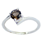 smoky quartz Solitaire Japanese 925 Silver Brown Gemstone Dainty Graceful Ring Jewellery