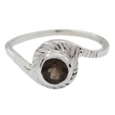 smoky quartz Solitaire Turkish Silver Brown Gems Dainty Sophisticated Ring Jewellery