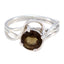 smoky quartz Solitaire Korean 925 Sterling Silver Brown Gems Delicate Modern Ring Jewellery