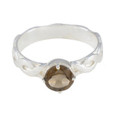 Smoky Quartz Solitaire German 92.5 Silver Brown Gemstone Featherlight Romantic Ring Jewellery