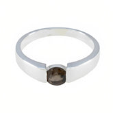 Smoky Quartz Solitaire African 92.5 Silver Brown Gemstones Slim Trendy Ring Jewelry