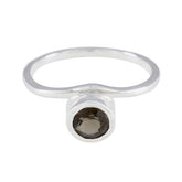 Smoky Quartz Solitaire Turkish Silver Brown Gemstones Delicate Abstract Ring Jewellery