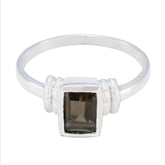 Smoky Quartz Solitaire American 92.5 Silver Brown Gemstones Whisper thin Modern Ring Jewellery