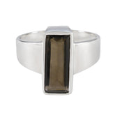 Smoky Quartz Solitaire Egyptian 925 Sterling Silver Brown Gemstones Eye catching Trendy Ring Jewellery