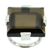 smoky quartz Solitaire Spanish 92.5 Silver Brown Gems Chunky Heritage Ring Jewelry