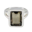 Smoky Quartz Solitaire Italian 92.5 Silver Brown Gemstones Edgy Modern Ring Jewelry