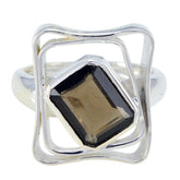 smoky quartz Solitaire Moroccan Silver Brown Gemstones Mid weight Signet Ring Jewellery