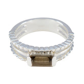 Smoky Quartz Solitaire Egyptian Sterling Silver Brown Gemstone Minimal Sophisticated Ring Jewelry