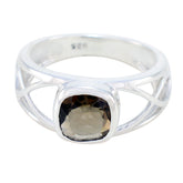 smoky quartz Solitaire Spanish 92.5 Silver Brown Gemstones Slim Filigree Ring Jewellery