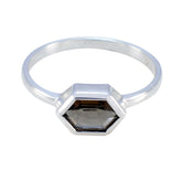 smoky quartz Solitaire Korean 925 Sterling Silver Brown Gems Dainty Artisan Ring Jewellery