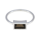 Smoky Quartz Solitaire Korean Silver Brown Gems Delicate Glamorous Ring Jewelry