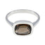 Smoky Quartz Solitaire German 925 Silver Brown Gemstone Slim Modern Ring Jewelry