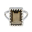 Smoky Quartz Solitaire African Silver Brown Gemstone Classic Modern Ring Jewelry
