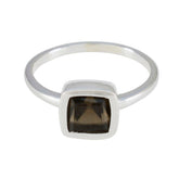 Smoky Quartz Solitaire Japanese Silver Brown Gemstones Dainty Contemporary Ring Jewellery