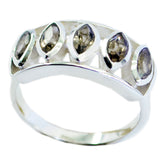 smoky quartz Penta Egyptian Sterling Silver Brown Gemstone Slim Abstract Ring Jewellery