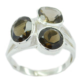 smoky quartz Trilogy Egyptian 925 Silver Brown Gemstone Mid weight Luxurious Ring Jewelry