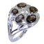 smoky quartz Penta Indian 92.5 Silver Brown Gems Slim Glamorous Ring Jewellery