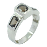 smoky quartz Trilogy Indian 925 Silver Brown Gemstone Tiny Love Ring Jewellery