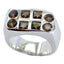 smoky quartz octa Spanish Silver Brown Gems Chunky Armor Ring Jewellery
