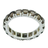 smoky quartz multiple Korean Silver Brown Gemstone Dainty Eternity Band Jewelry