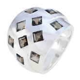 smoky quartz multiple French 925 Silver Brown Gemstones Chunky Traditional Ring Jewellery