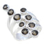 smoky quartz Navratna Spanish 92.5 Silver Brown Gemstones Statement Armor Ring Jewellery