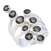 smoky quartz Navratna Spanish 92.5 Silver Brown Gemstones Statement Armor Ring Jewellery