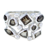smoky quartz multiple German 925 Silver Brown Gemstone Eye catching Abstract Ring Jewelry