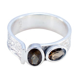 smoky quartz Toi et Moi African 92.5 Silver Brown Gemstones Tiny Feminine Ring Jewellery