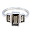 smoky quartz Trilogy Korean Sterling Silver Brown Gems Whisper thin Artisan Ring Jewelry