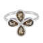 Smoky Quartz quarter Korean Silver Brown Gems Dainty Floral Ring Jewellery