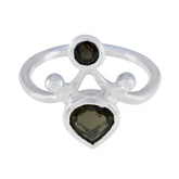Smoky Quartz Toi et Moi African Sterling Silver Brown Gemstone Tiny Modern Ring Jewellery
