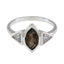 Smoky Quartz Trilogy Korean 92.5 Silver Brown Gemstones Whisper thin Modern Ring Jewelry
