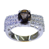 smoky quartz Halo Egyptian 925 Silver Brown Gemstone Eye catching Modern Ring Jewelry