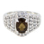 smoky quartz Halo Russian 92.5 Silver Brown Gemstones Mid weight Graceful Ring Jewelry