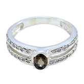 smoky quartz Halo American 92.5 Silver Brown Gemstone Whisper thin Boho Ring Jewelry