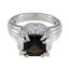 Smoky Quartz Halo French 92.5 Silver Brown Gemstones Mid weight Feminine Ring Jewelry