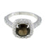 Smoky Quartz Halo German Silver Brown Gemstone Slim Glamorous Ring Jewelry