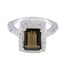 Smoky Quartz Halo German 925 Silver Brown Gemstones Minimal Artisan Ring Jewellery
