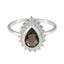 Smoky Quartz Halo Korean 92.5 Silver Brown Gems Dainty Graceful Ring Jewelry