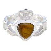 Tiger Eye Solitaire German 92.5 Silver Brown Gems Tiny Romantic Ring Jewellery