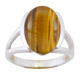 Tiger Eye Solitaire Indian Silver Brown Gems Classic Luxurious Ring Jewelry