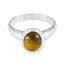 Tiger Eye Solitaire Egyptian 925 Silver Brown Gemstones Classic Glamorous Ring Jewelry