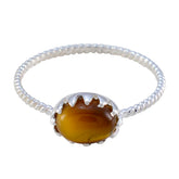 Tiger Eye Solitaire Korean 925 Sterling Silver Brown Gemstone Elegant Twist Ring Jewellery