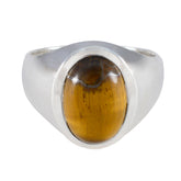 Tiger Eye Solitaire German 925 Sterling Silver Brown Gems Versatile Boho Ring Jewelry