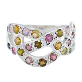 Tourmaline multiple African 925 Silver multicolor Gemstones Minimal Feminine Ring Jewellery