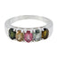 Tourmaline Penta French 925 Silver multicolor Gemstones Classic Retro Band Jewelry